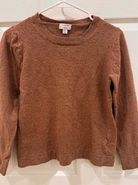 J. Crew Teddie Women’s Chestnut Brown Crewneck Sweater Wool Blend Cotton M